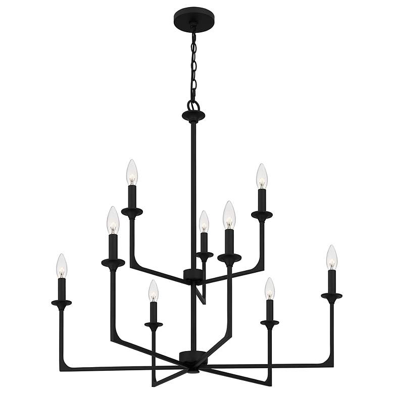 Image 5 Quoizel Prescott 32"W Matte Black 9-Light 2-Tier Chandelier more views