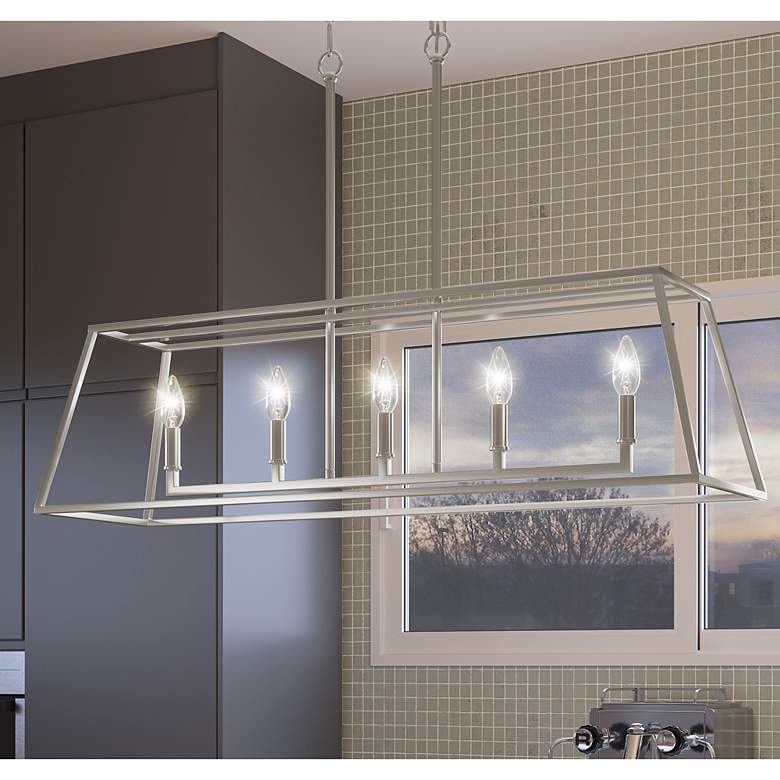 Image 1 Quoizel Prescott 36"W Brushed Nickel 5-Light Island Chandelier