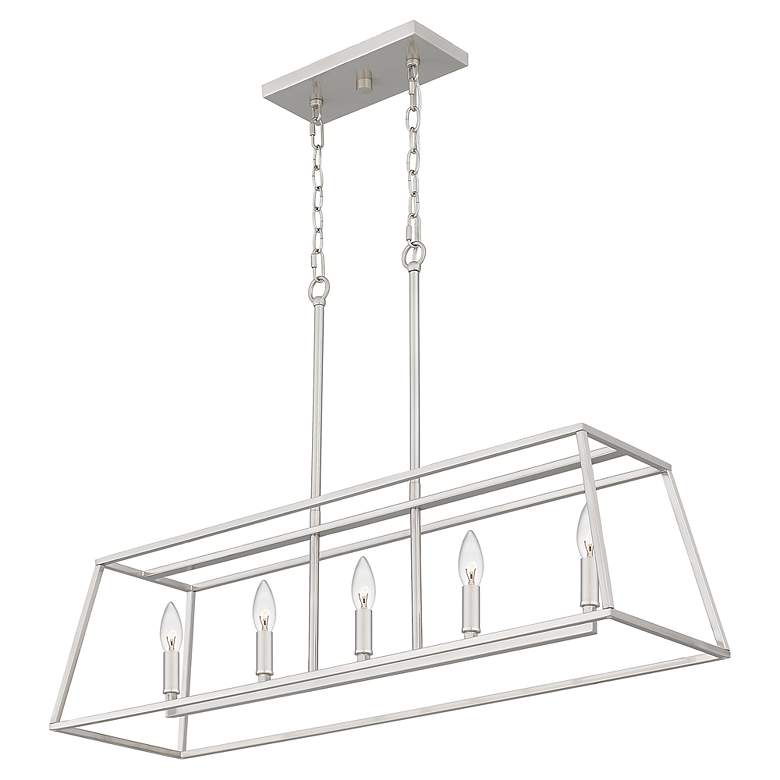 Image 4 Quoizel Prescott 36"W Brushed Nickel 5-Light Island Chandelier more views