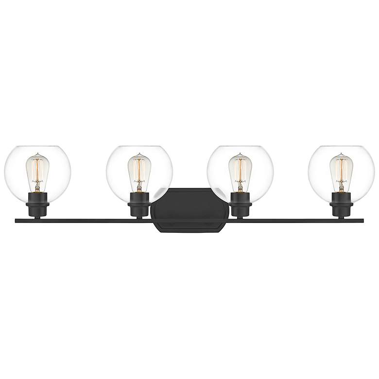 Image 1 Quoizel Pruitt Collection 36" Wide Matte Black Clear Glass Bath Light