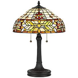 Image1 of Quoizel Quinn 22 1/2" High Bronze Tiffany-Style Accent Table Lamp