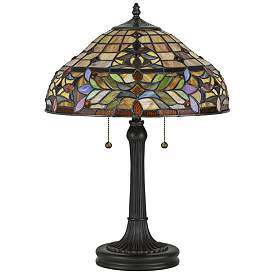 Image2 of Quoizel Quinn 22 1/2" High Bronze Tiffany-Style Accent Table Lamp more views