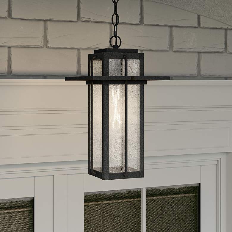 Image 1 Quoizel Randall 15 3/4" High Mottled Black Outdoor Hanging Light