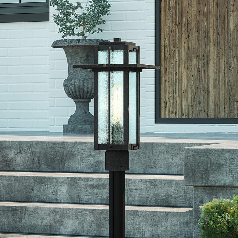 Image 1 Quoizel Randall 18" High Mottled Black Outdoor Post Mount Light