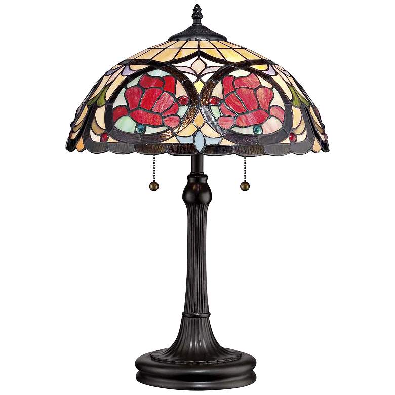 Image 1 Quoizel Red Rose Tiffany Style Table Lamp