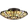 Quoizel Reed 17" Wide Vintage Bronze Tiffany-Style Ceiling Light