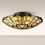 Quoizel Reed 17" Wide Vintage Bronze Tiffany-Style Ceiling Light