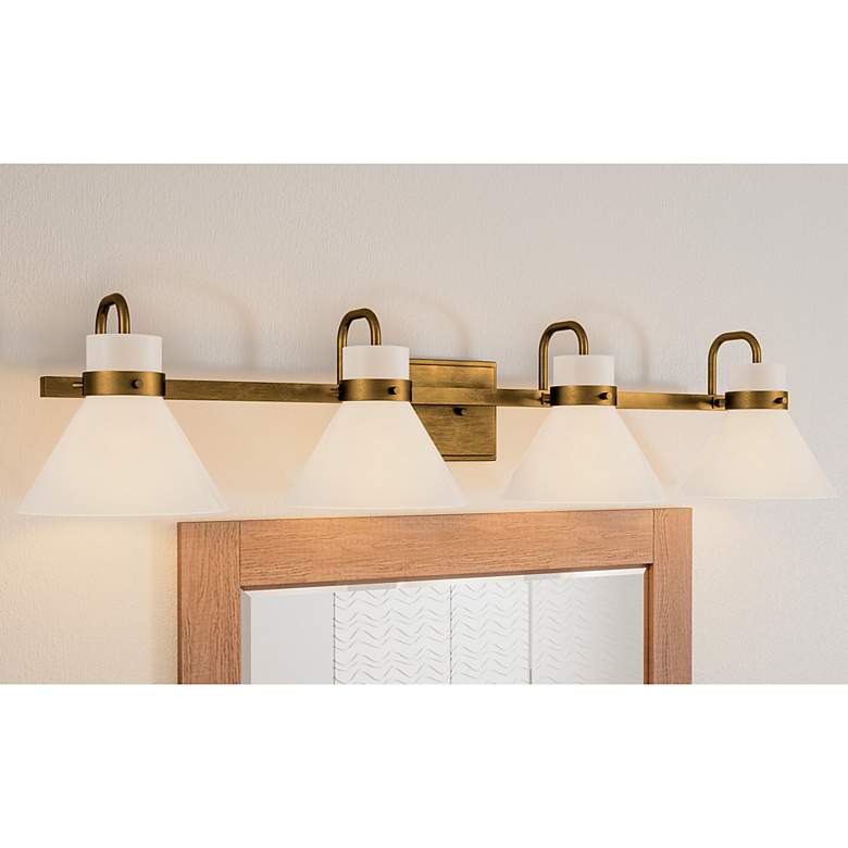 Image 2 Quoizel Regency 35 1/2 inchW Weathered Brass 4-Light Bath Light