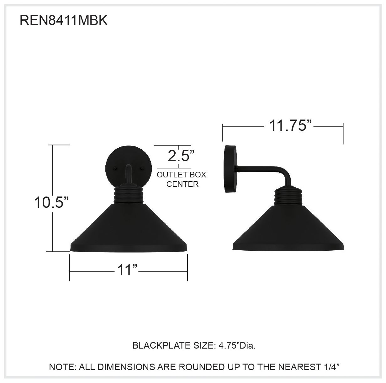 Quoizel Rencher 10 1/2" High Matte Black Outdoor Wall Light