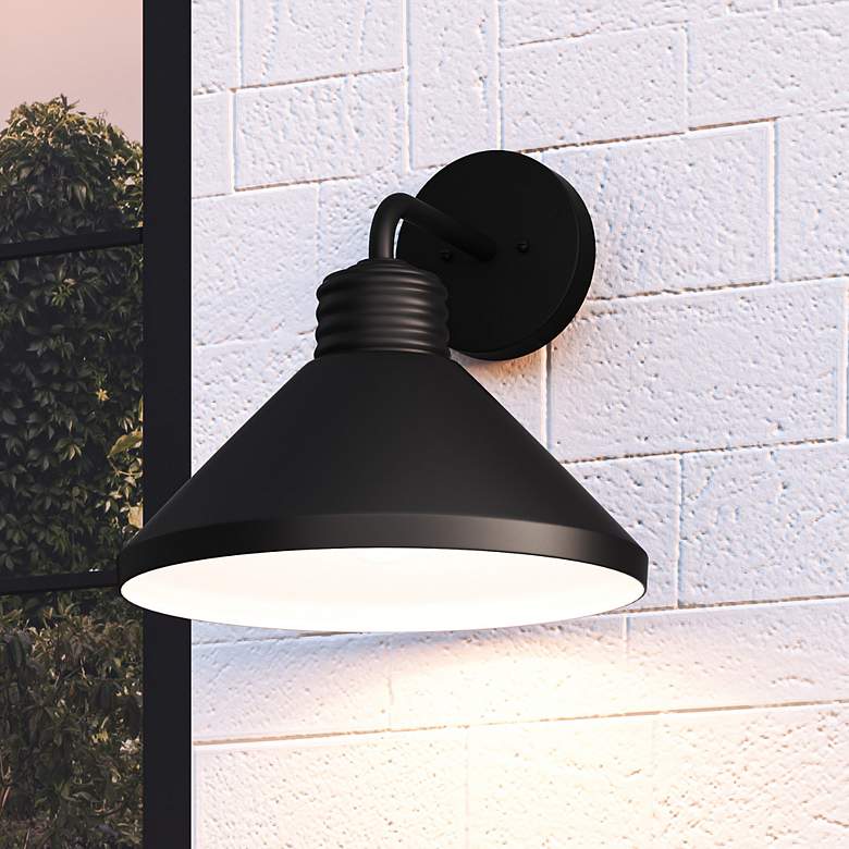 Image 1 Quoizel Rencher 14" Wide 1-Light Matte Black Outdoor Wall Lantern