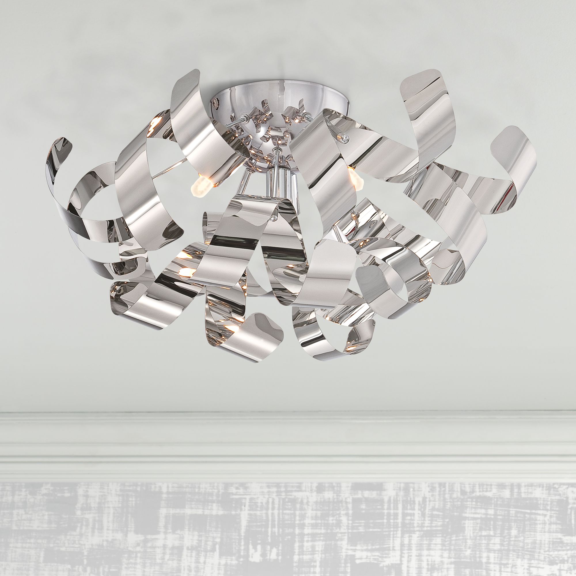 chrome twist ceiling light