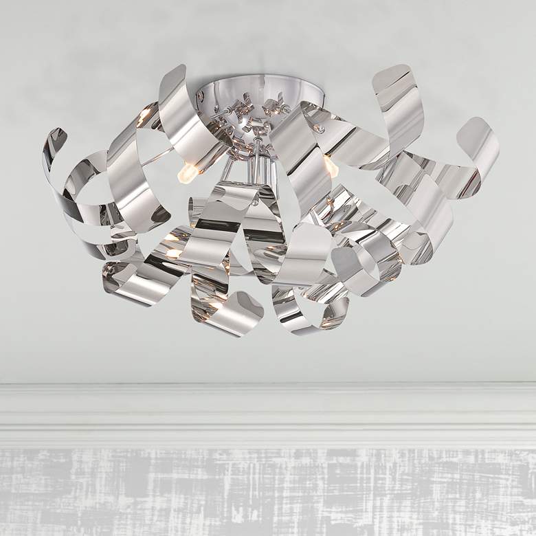 Image 1 Quoizel Ribbons 16 1/2 inch Wide Polished Chrome Ceiling Light