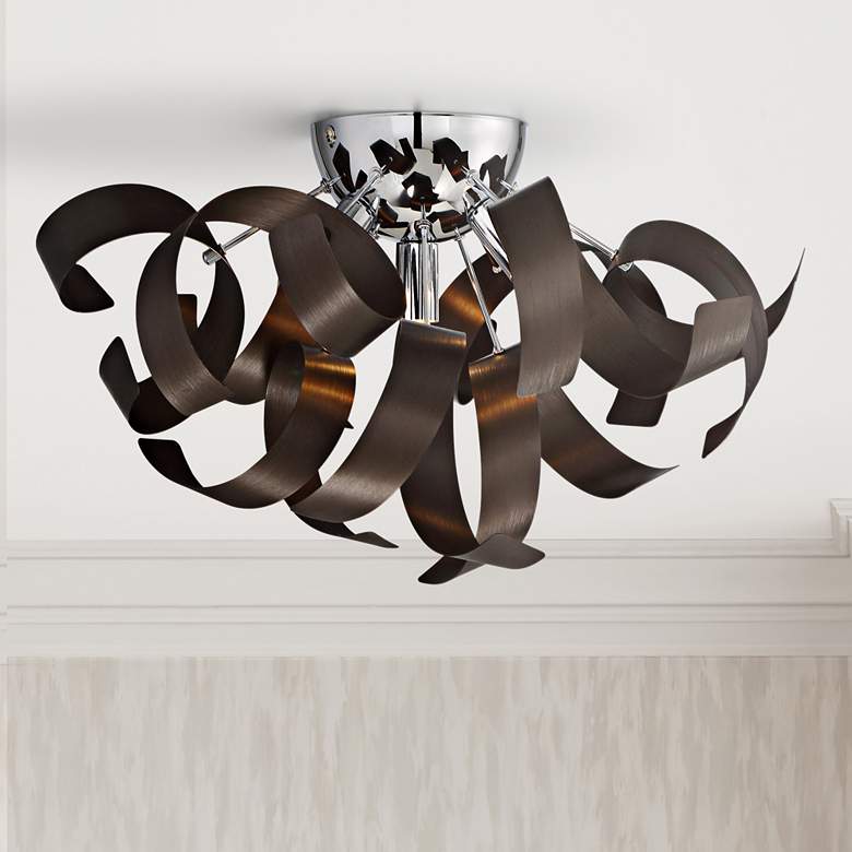 Image 1 Quoizel Ribbons 16 1/2" Wide Western Bronze Ceiling Light