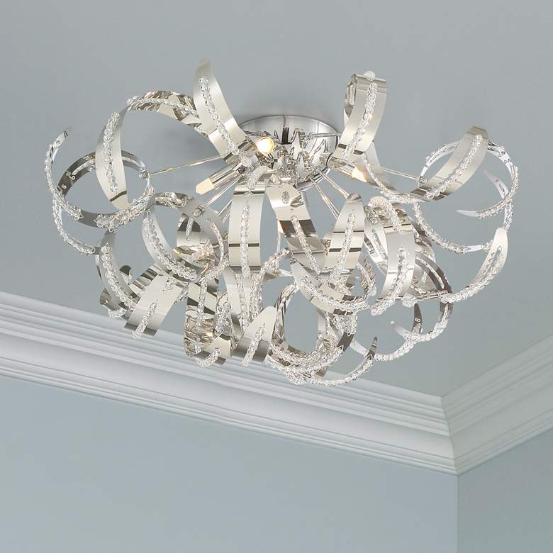 Image 1 Quoizel Ribbons 22" Wide Crystal Chrome Ceiling Light