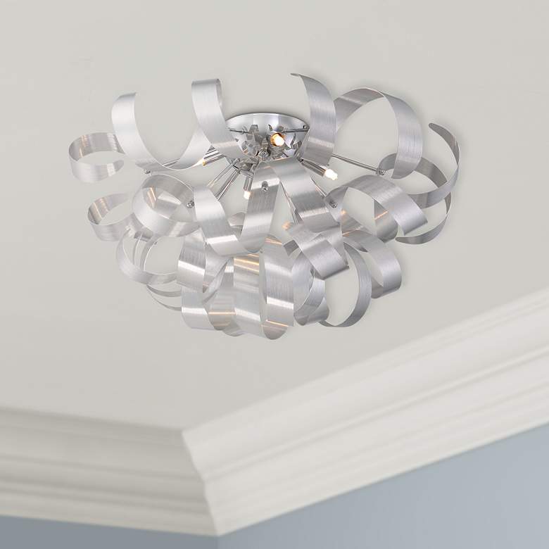 Image 1 Quoizel Ribbons 22" Wide Millenia Chrome Ribbon Ceiling Light