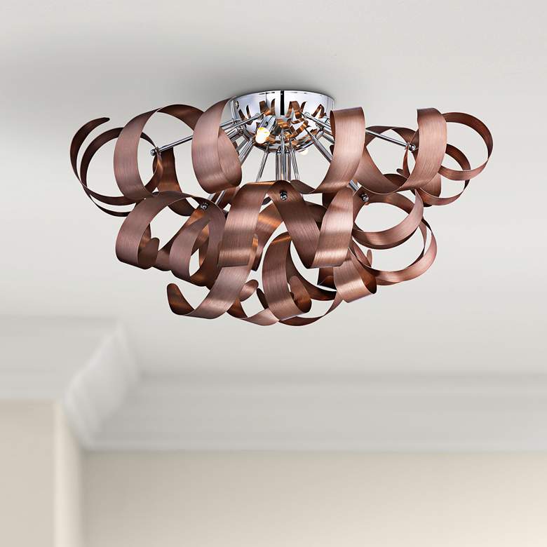 Image 1 Quoizel Ribbons 22" Wide Satin Copper Ceiling Light