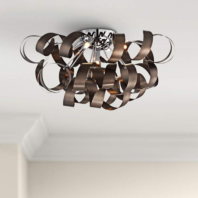 Image 1 Quoizel Ribbons 22" Wide Western Bronze Ceiling Light