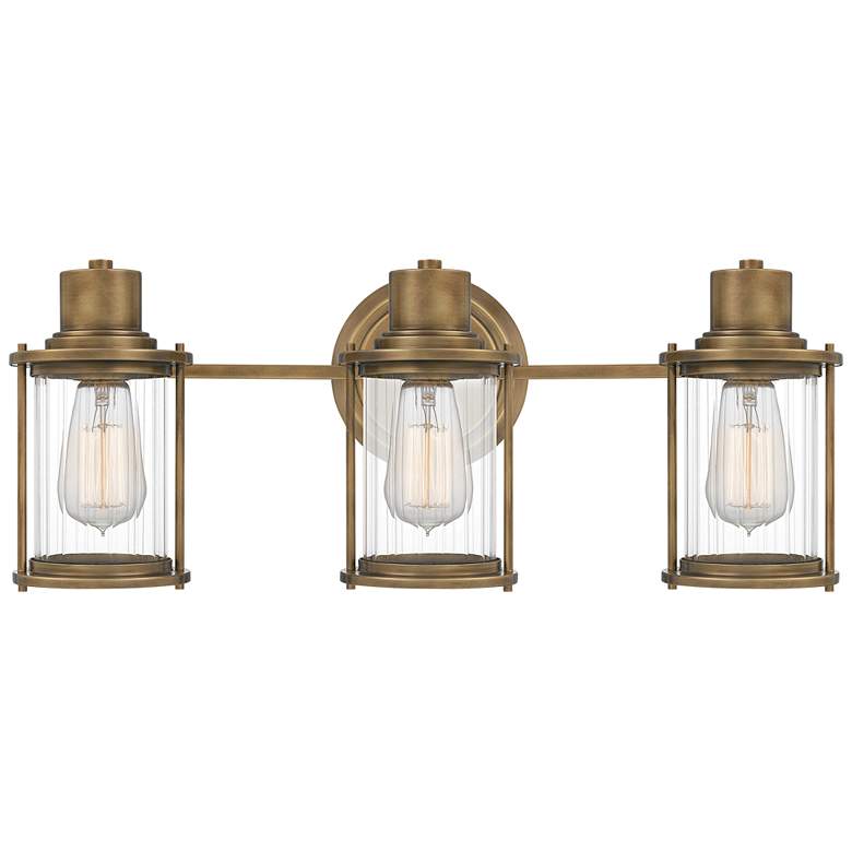 Image 1 Quoizel Riggs 22" Wide Weathered Brass 3-Light Bath Light