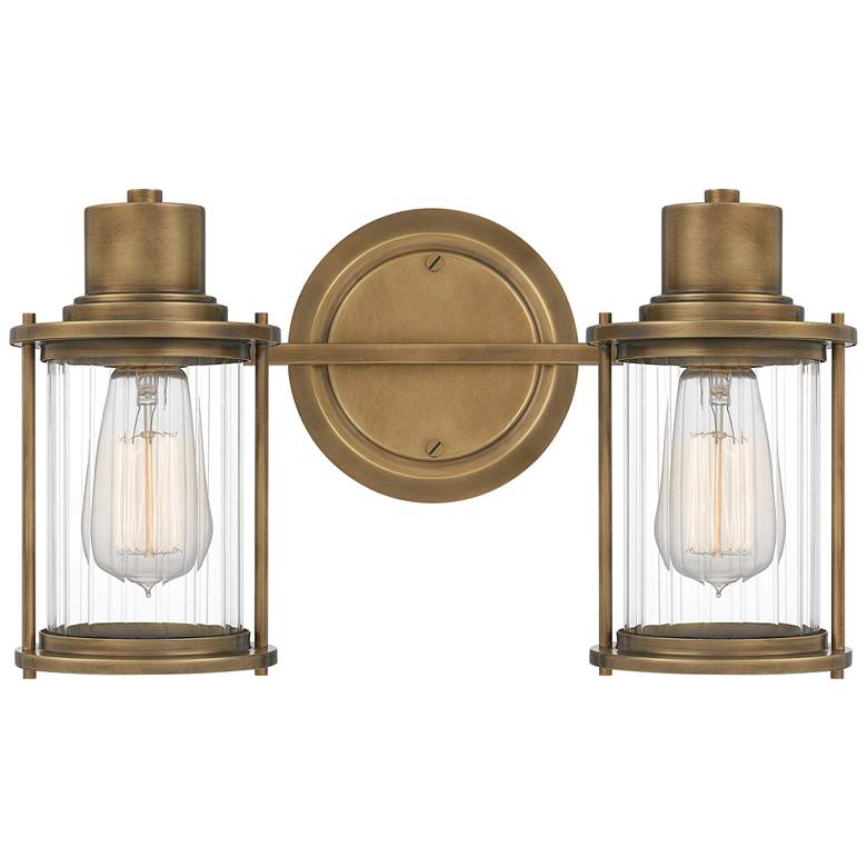 Image 1 Quoizel Riggs 8 1/2 inch High Weathered Brass 2-Light Wall Sconce