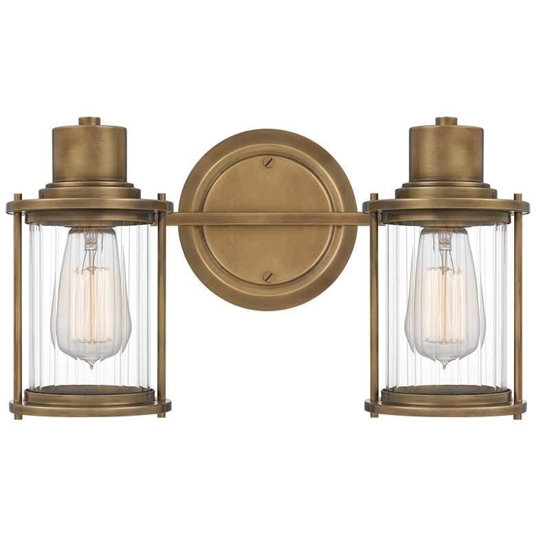 Image 1 Quoizel Riggs 8 1/2" High Weathered Brass 2-Light Wall Sconce