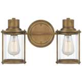 Quoizel Riggs 8 1/2&quot;H Weathered Brass 2-Light Wall Sconce