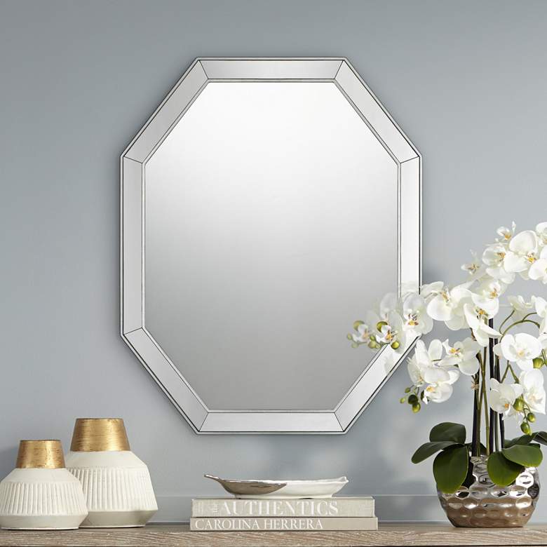 Image 1 Quoizel Riverdale Silver Leaf 24 inch x 30 inch Wall Mirror
