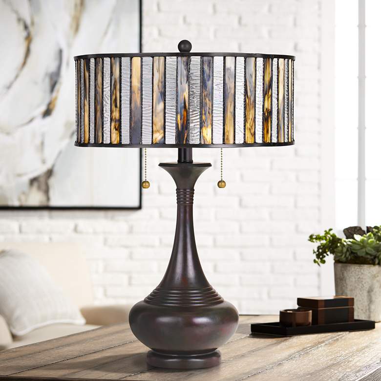Image 1 Quoizel Roland 21 1/2" High Bronze Tiffany-Style Accent Table Lamp