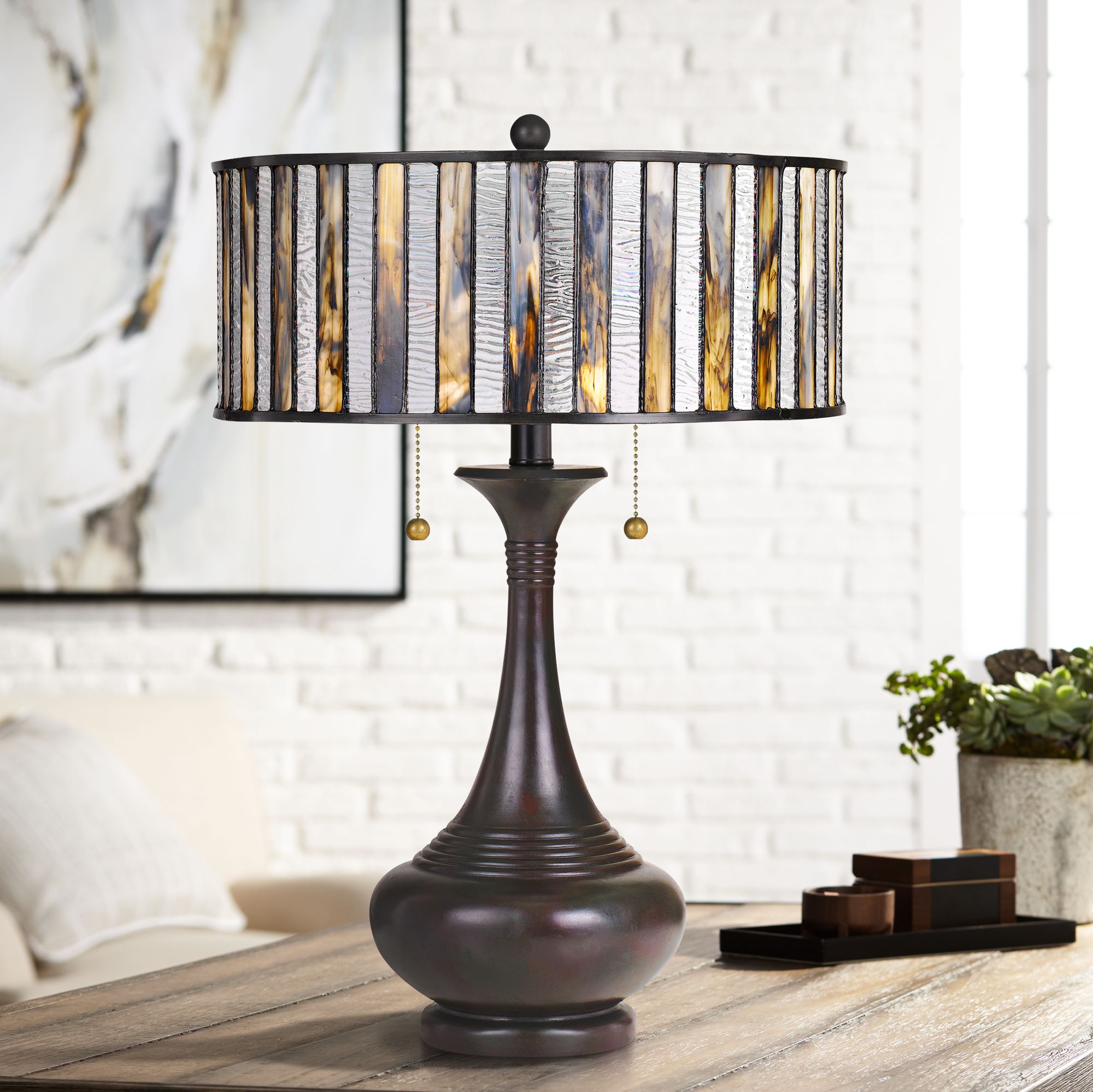 Quoizel Roland Valiant Bronze Tiffany-Style Accent Table Lamp