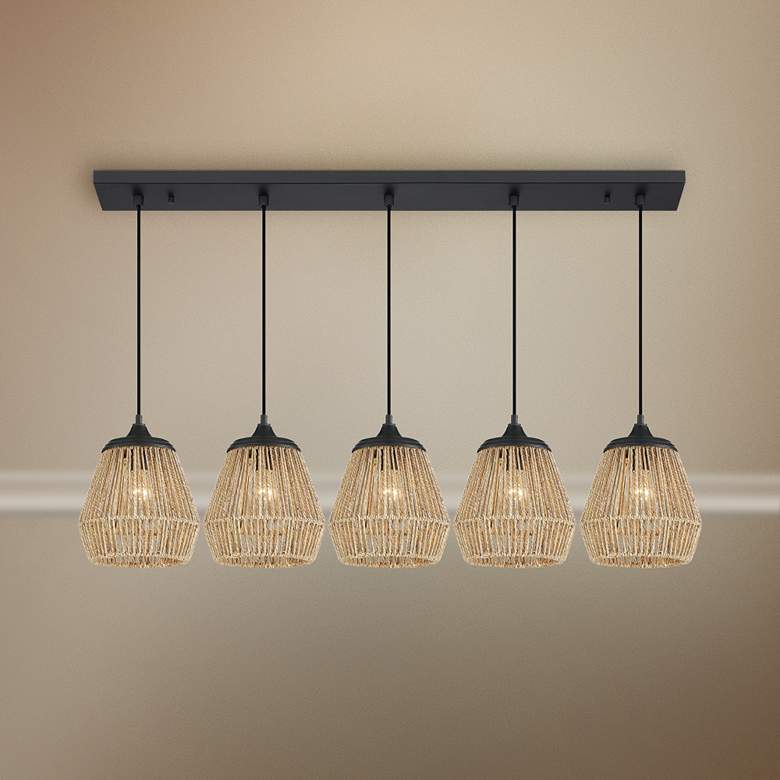 Image 1 Quoizel Romain 45"W Earth Black Linear Multi Light Pendant