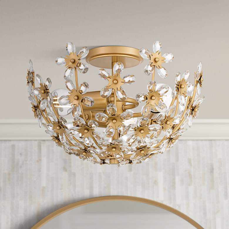 Image 1 Quoizel Rosemary 15 3/4"W Soft Gold 3-Light Ceiling Light