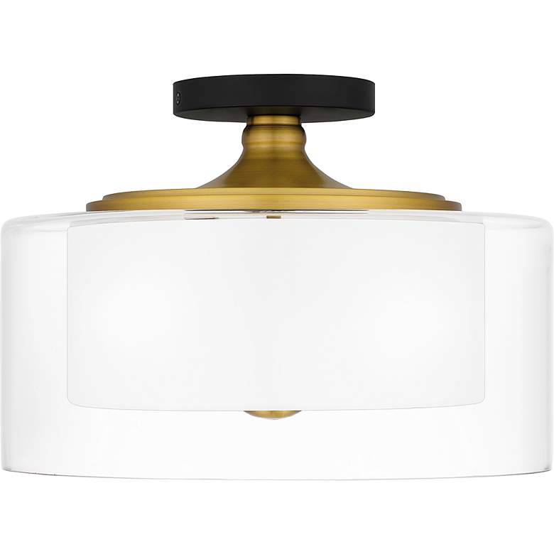 Image 5 Quoizel Rowland 14" Wide Matte Black Dual Glass Ceiling Light more views
