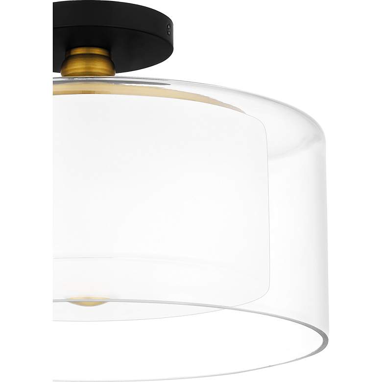 Image 7 Quoizel Rowland 14" Wide Matte Black Dual Glass Ceiling Light more views