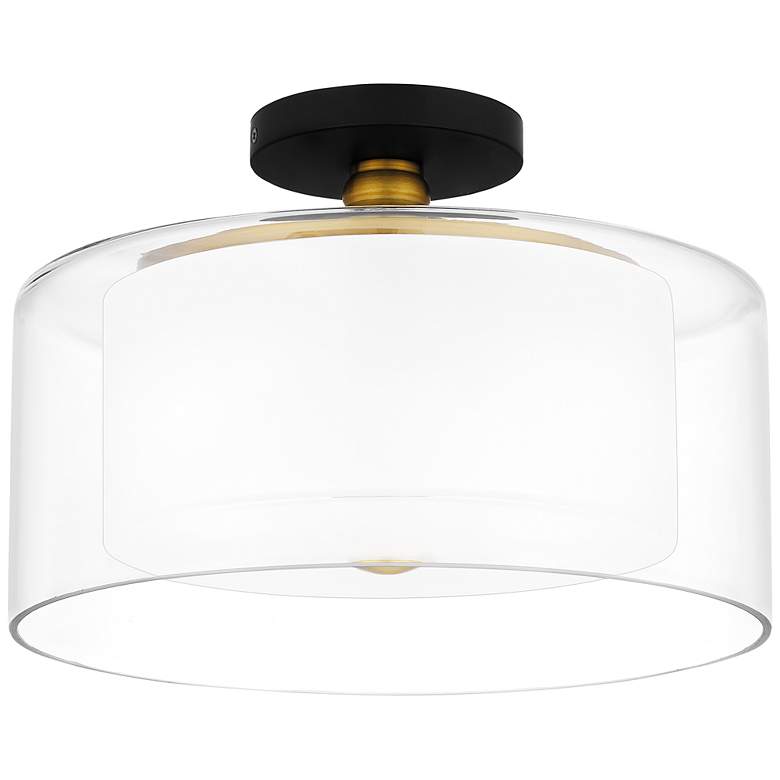 Image 3 Quoizel Rowland 14 inchW Matte Black Dual Glass Ceiling Light