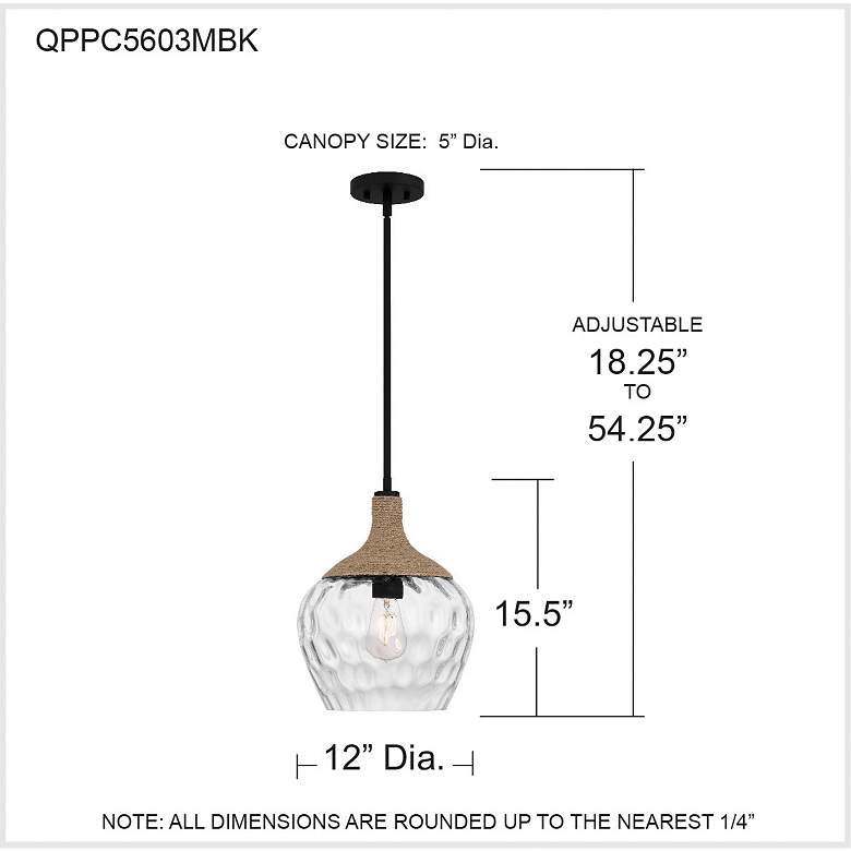 Image 7 Quoizel Royer 12" Wide Black Metal Water Glass Mini Pendant more views