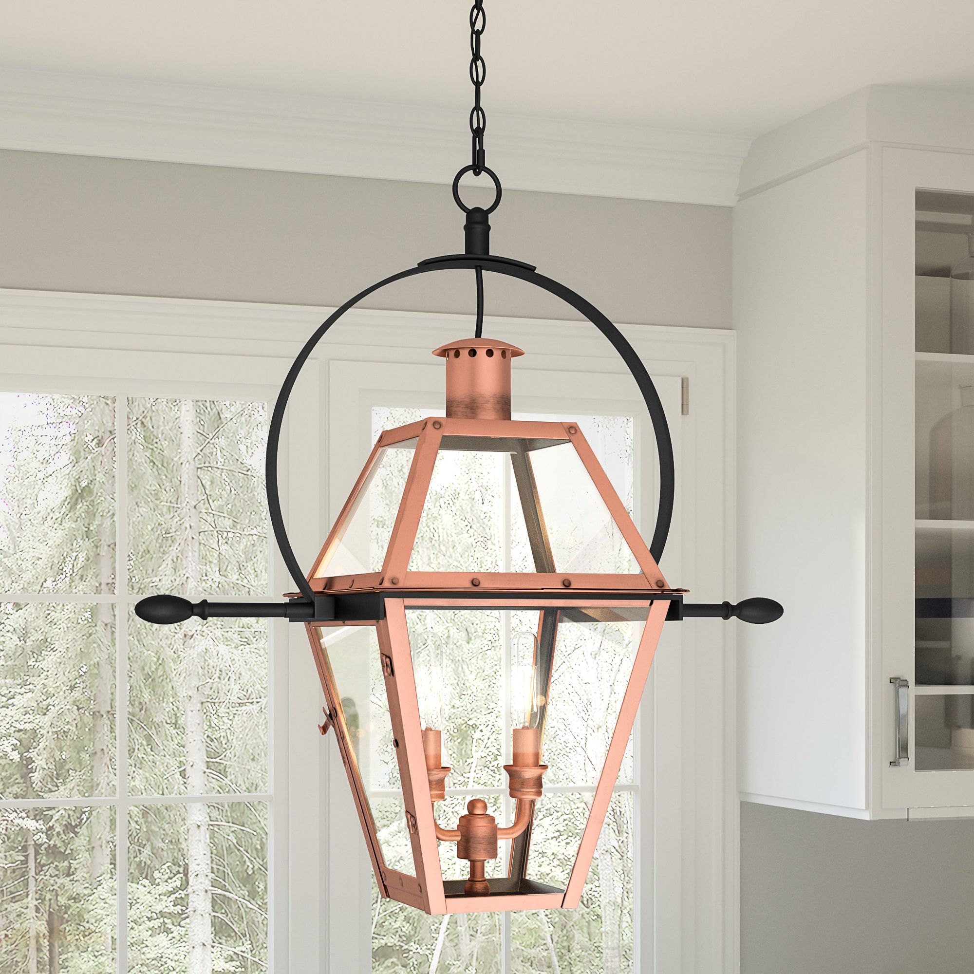 Copper lantern pendant deals light