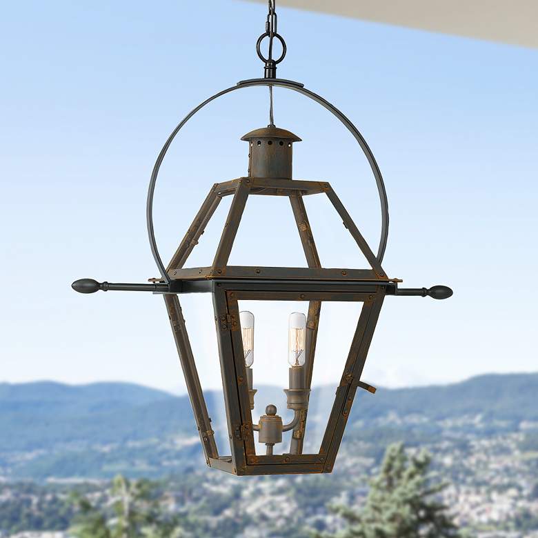 Image 1 Quoizel Rue De Royal 23 1/2"H Bronze Outdoor Hanging Light