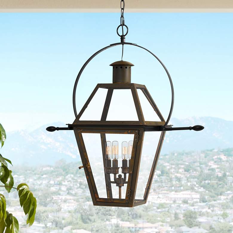 Image 1 Quoizel Rue De Royal 29 1/2"H Copper Outdoor Hanging Light