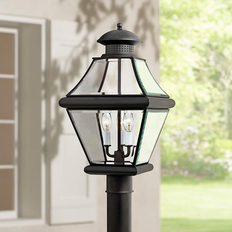 Image 1 Quoizel Rutledge 20 1/2 inch High  Black Finish Lantern Outdoor Post Light
