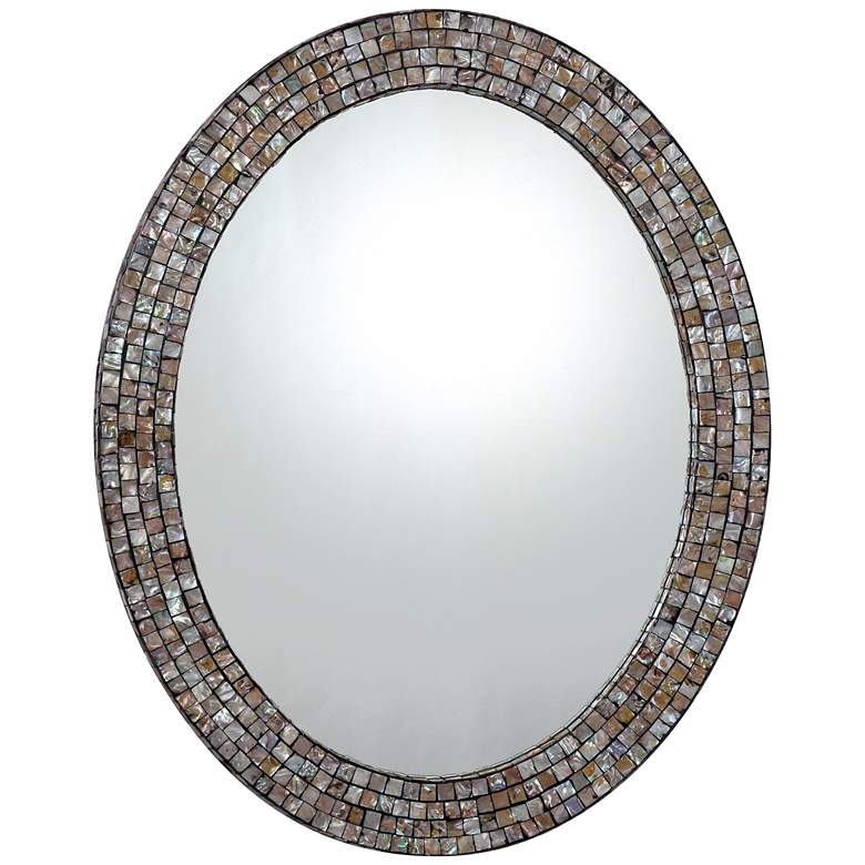 Image 2 Quoizel Sage Shell Mosaic 24 inch x 30 inch Oval Wall Mirror