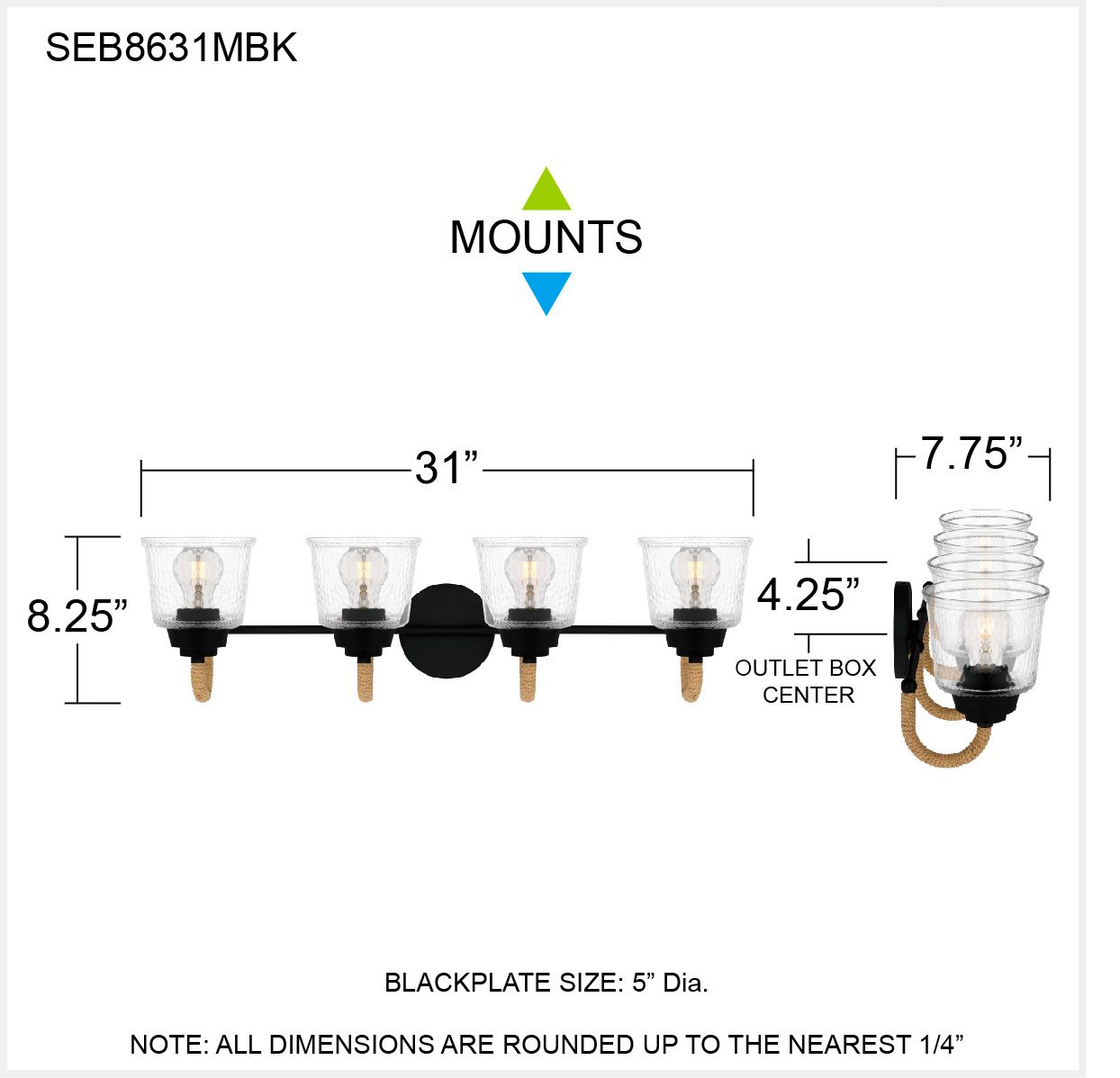 Quoizel Seabreeze 31" Wide Matte Black 4-Light Bath Light