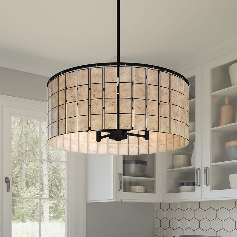 Image 1 Quoizel Seigler 22" Wide Matte Black 4-Light Drum Pendant