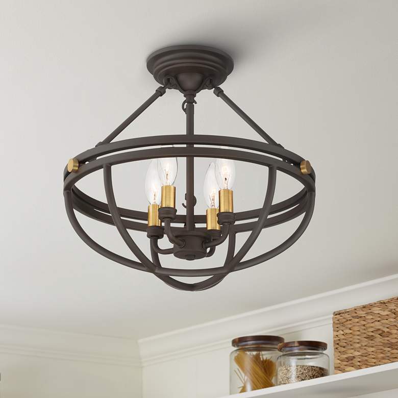Image 1 Quoizel Sergeant 15 3/4" Wide Western Bronze 4-Light Ceiling Light