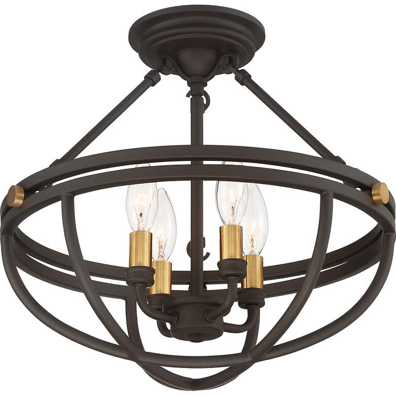 Image 4 Quoizel Sergeant 15 3/4" Wide Western Bronze 4-Light Ceiling Light more views