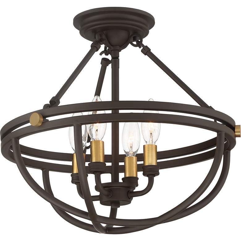 Image 5 Quoizel Sergeant 15 3/4" Wide Western Bronze 4-Light Ceiling Light more views