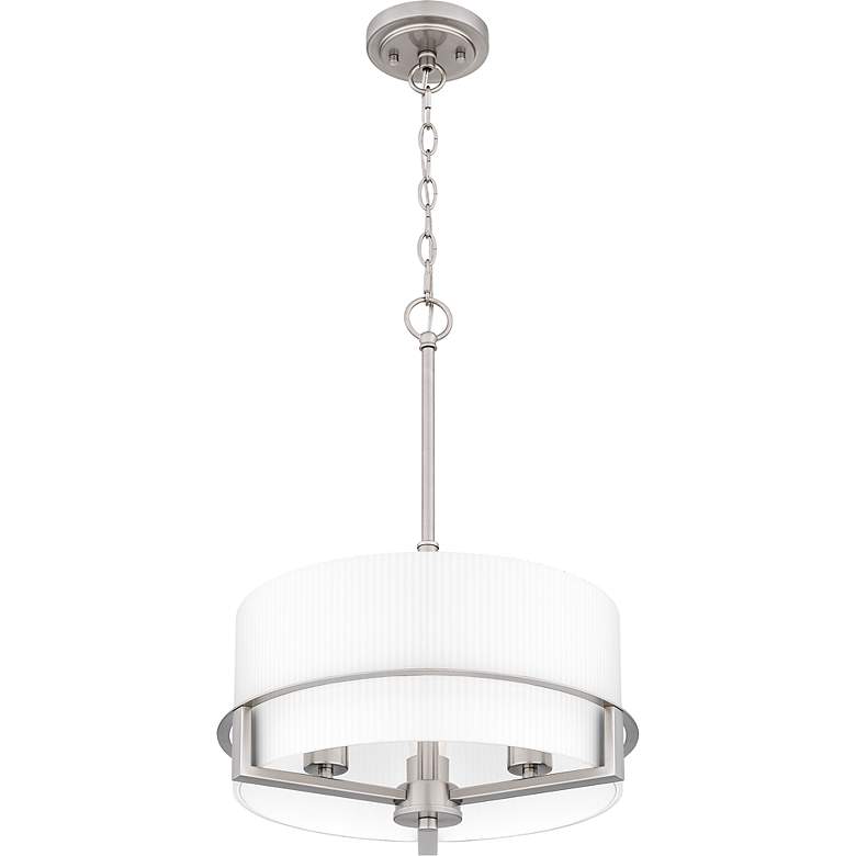 Image 4 Quoizel Seymour 15" Wide Brushed Nickel Drum Pendant Light more views