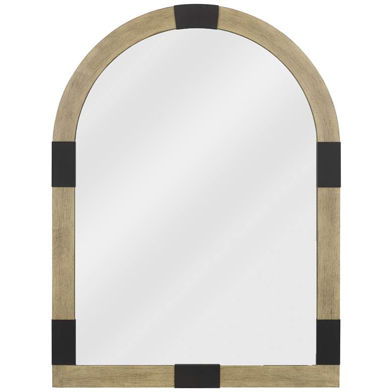 Image 1 Quoizel Shepherd Wood 30" x 40" Arch Top Wall Mirror