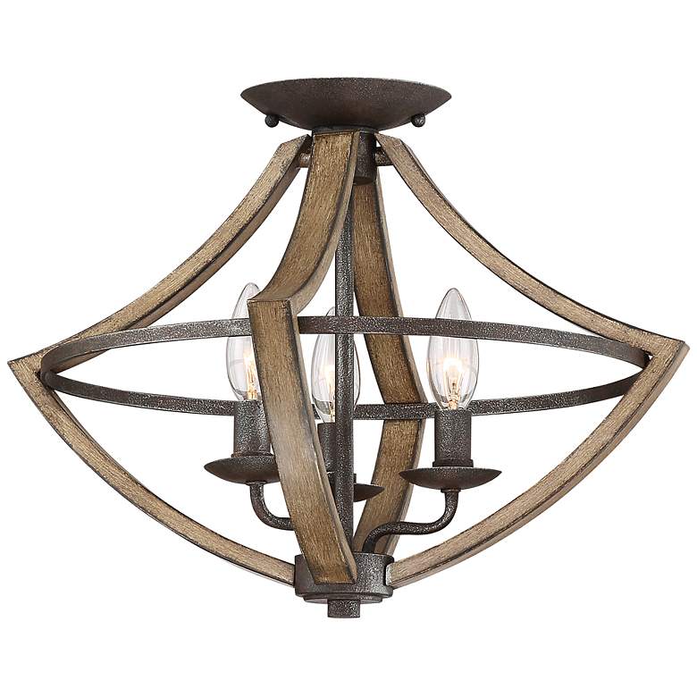 Image 1 Quoizel Shire 16 1/2"W Rustic Black 3-Light Ceiling Light