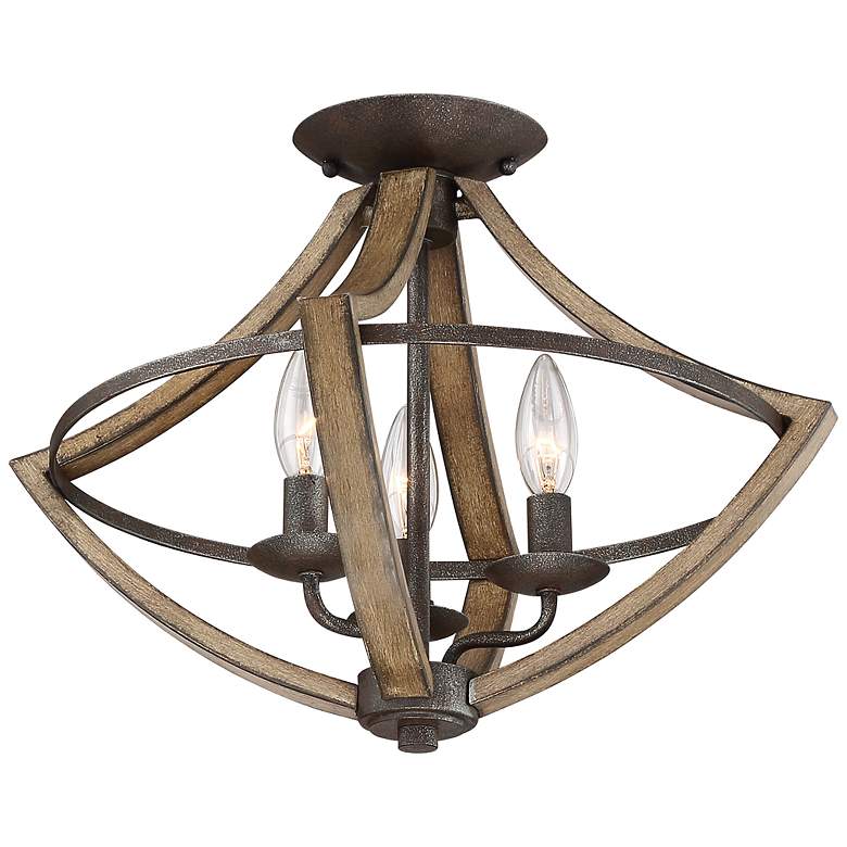 Image 2 Quoizel Shire 16 1/2"W Rustic Black 3-Light Ceiling Light more views