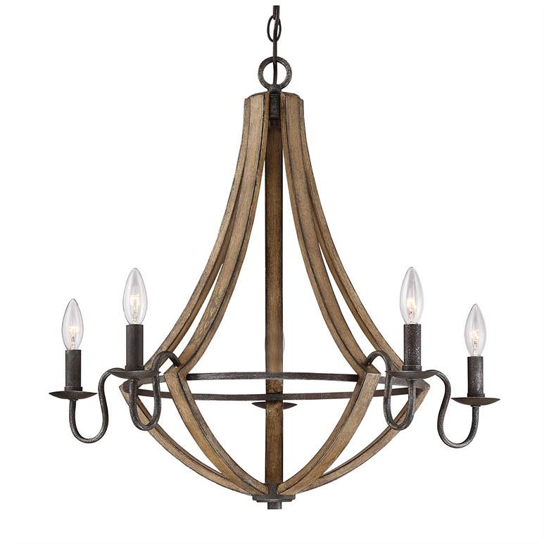 Image 1 Quoizel Shire 26 1/2" Wide Rustic Black 5-Light Chandelier