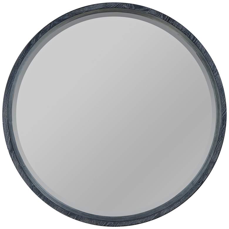 Image 1 Quoizel Shoreline Black w/ White Paint 26 inch Round Wall Mirror